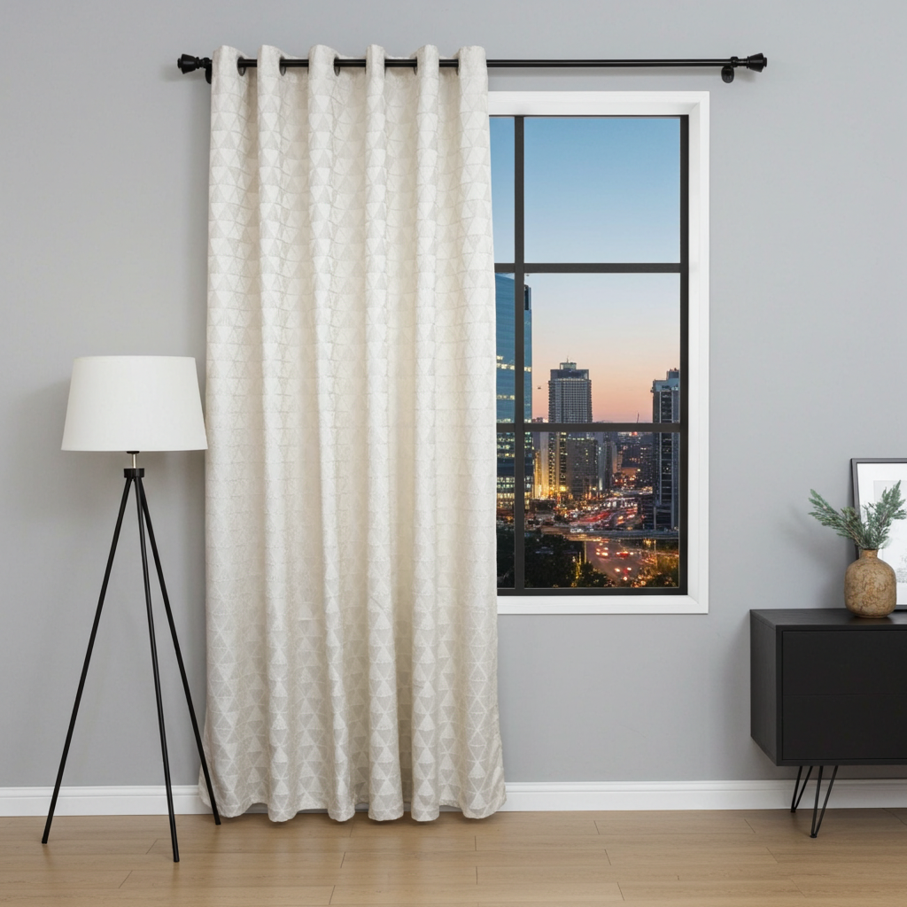 Geometric Textured Eyelet Curtain
