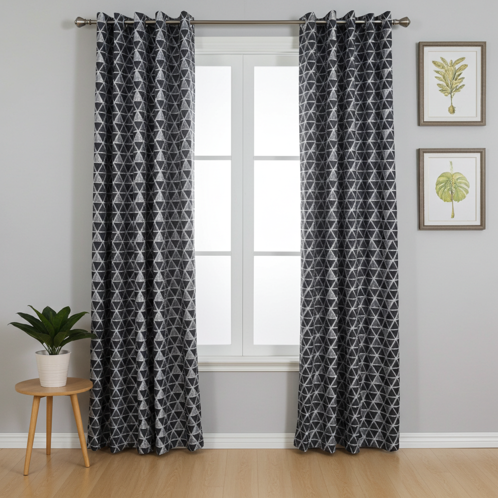 Geometric Textured Eyelet Curtain