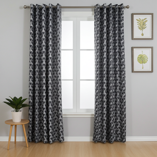 Geometric Textured Eyelet Curtain