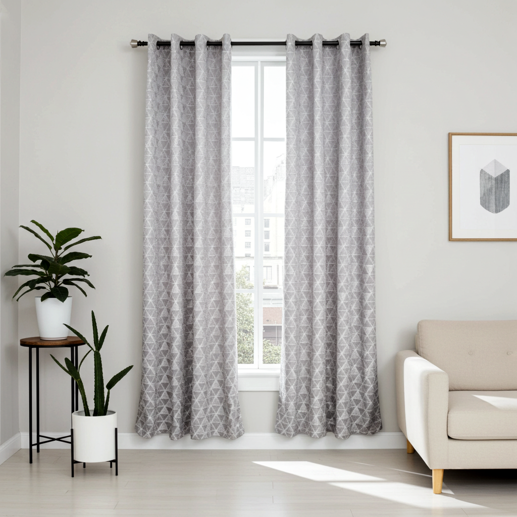 Geometric Textured Eyelet Curtain
