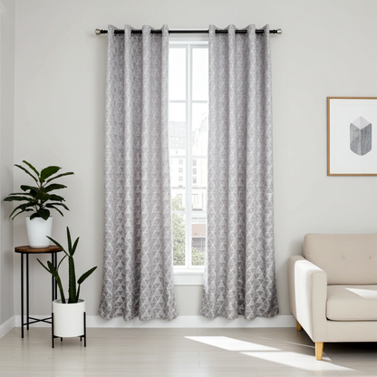 Geometric Textured Eyelet Curtain